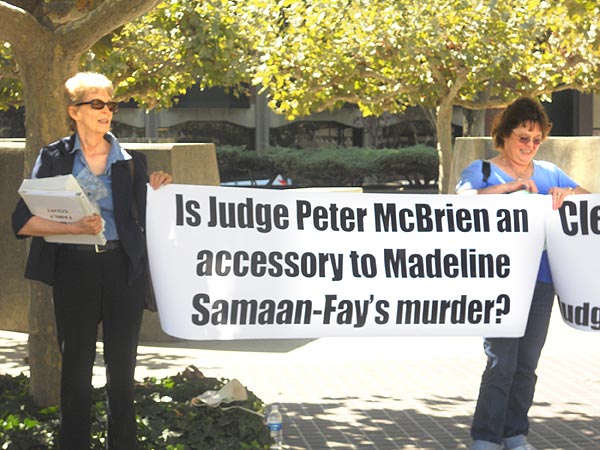 Mothers at protest to remove Judge McBrien